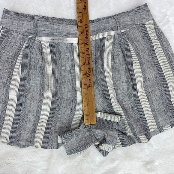Ann Taylor Loft Striped Linen Blend Shorts Black Cream 4 - Picture 8 of 8